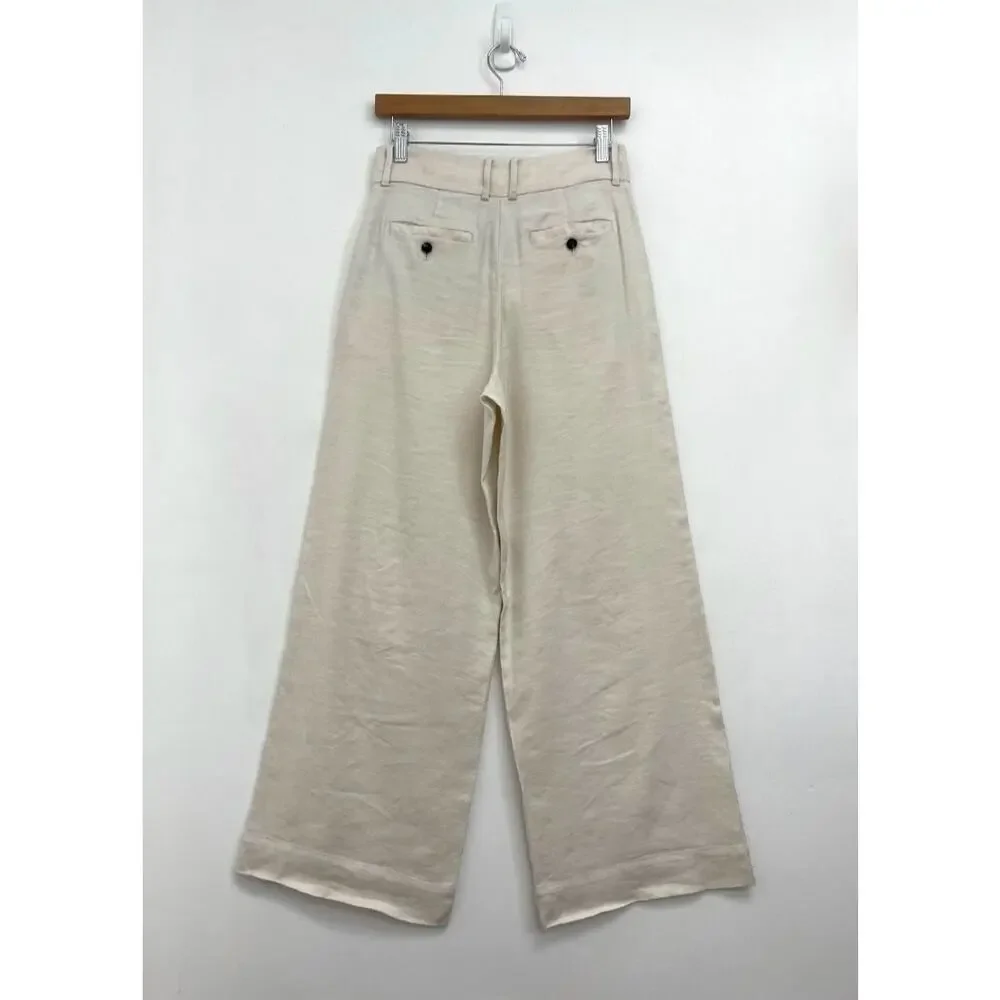 Everlane The Wide Leg Pant Stretch Linen Flax High-Rise Lightweight Trouser 00